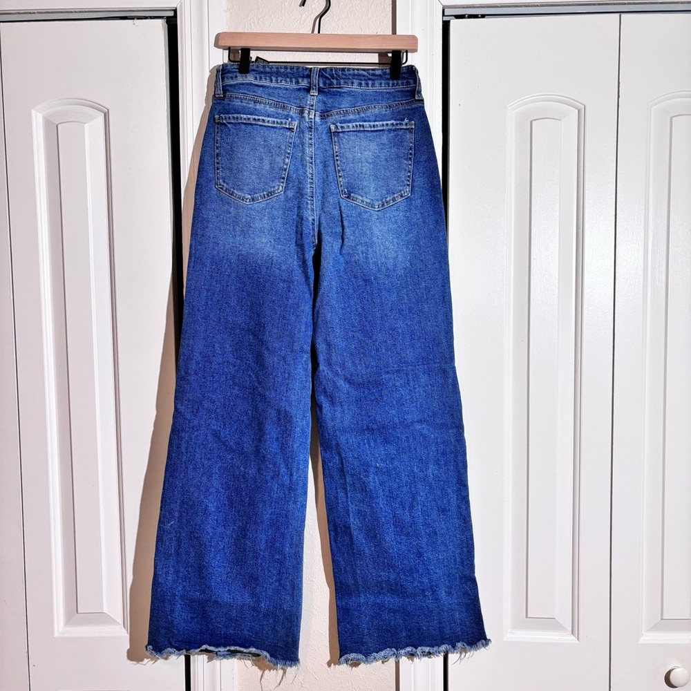 Blue Flare Jeans with Raw Hem - Picture 5 of 5